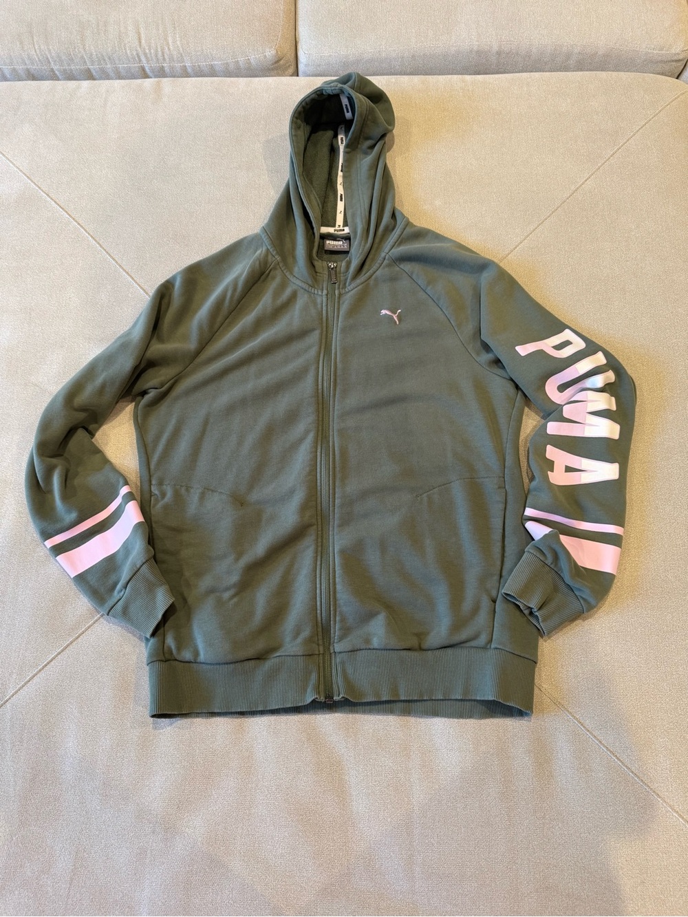 Puma Olive Green Women’s Hoodie & Joggers with Pink Accents - Picture 2 of 10